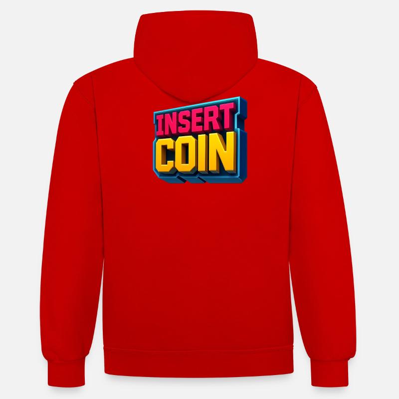 Conception de jeu rétro néon - Sweat à capuche contrasté - rouge/blanc