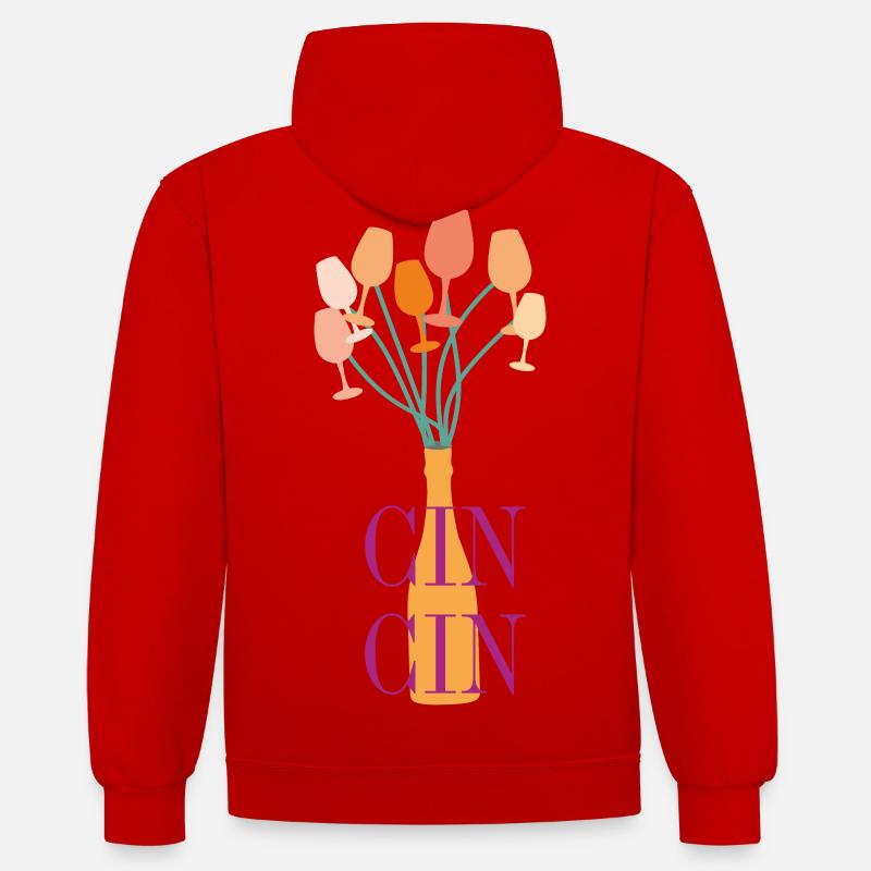 Typographie de l’apéritif - Sweat à capuche contrasté - rouge/blanc