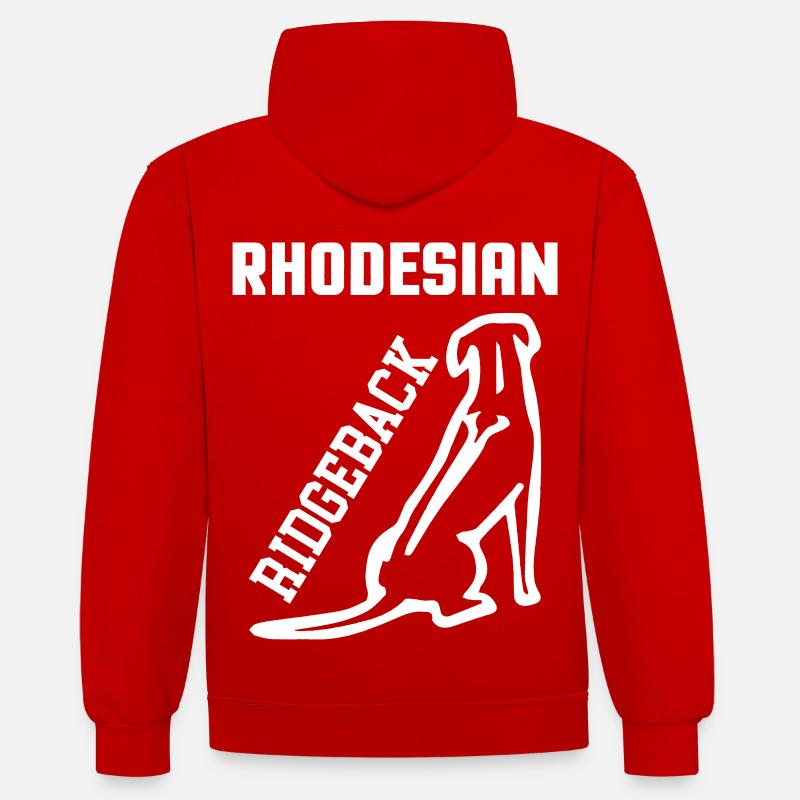 Rhodesian Ridgeback - Kontrast-Hoodie - Rot/Weiß