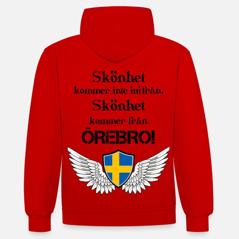 Örebro - Sweat à capuche contrasté - rouge/blanc