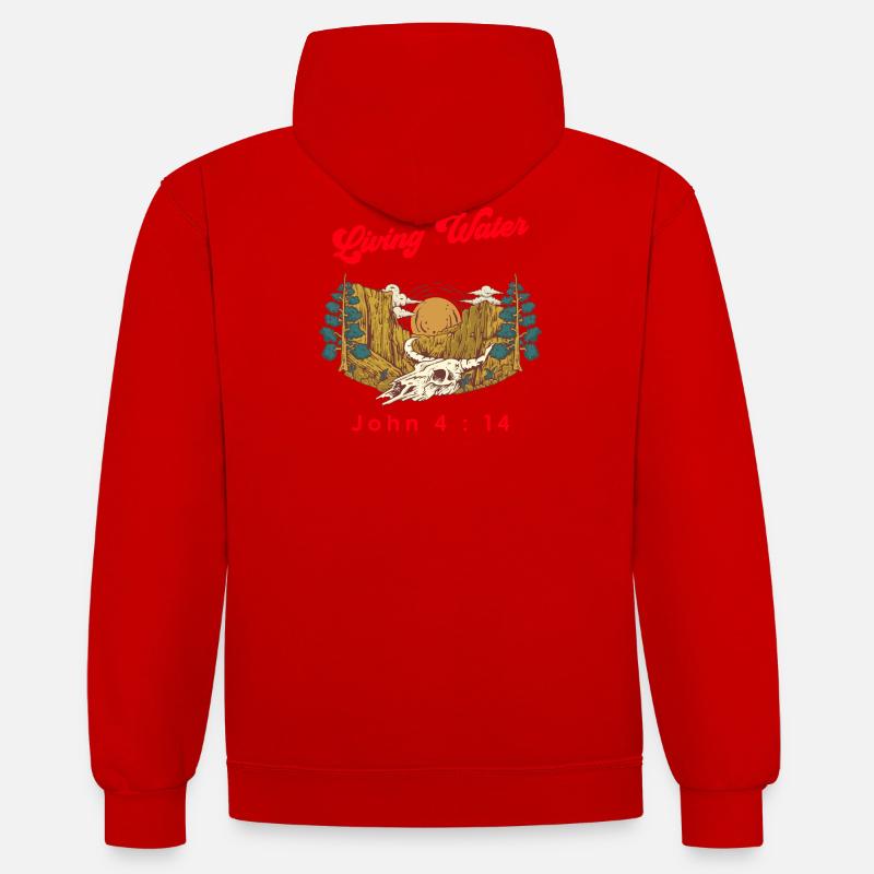Coucher de Soleil en Nature Sauvage - Sweat à capuche contrasté - rouge/blanc