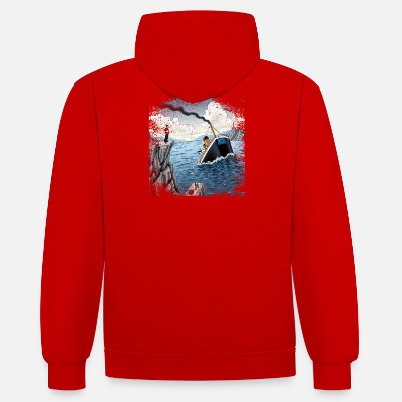 Satire Schweizer Neutralitat - Kontrast-Hoodie - Rot/Weiß