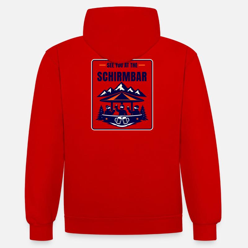 On se voit au Schirmbar - Sweat à capuche contrasté - rouge/blanc
