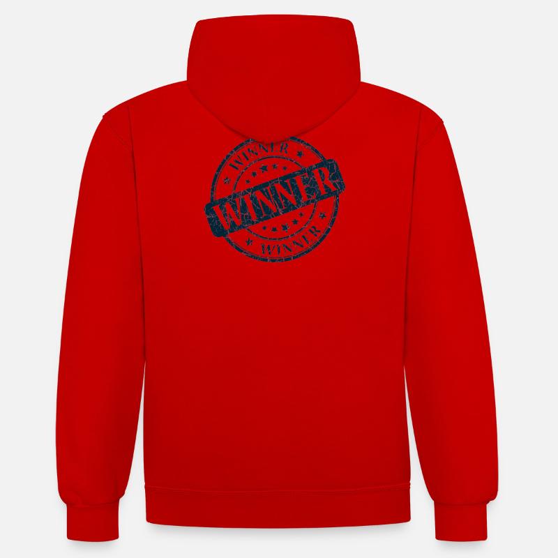 Gewinner, Gewinner, Beste, Gewinner, Beste - Kontrast-Hoodie - Rot/Weiß