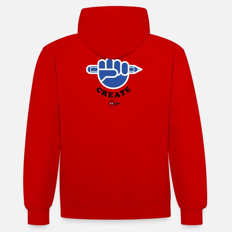 Create ! Dos - Sweat à capuche contrasté - rouge/blanc