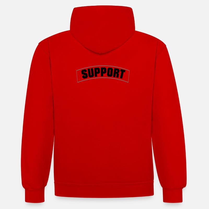 SUPPORT - Kontrast-Hoodie - Rot/Weiß