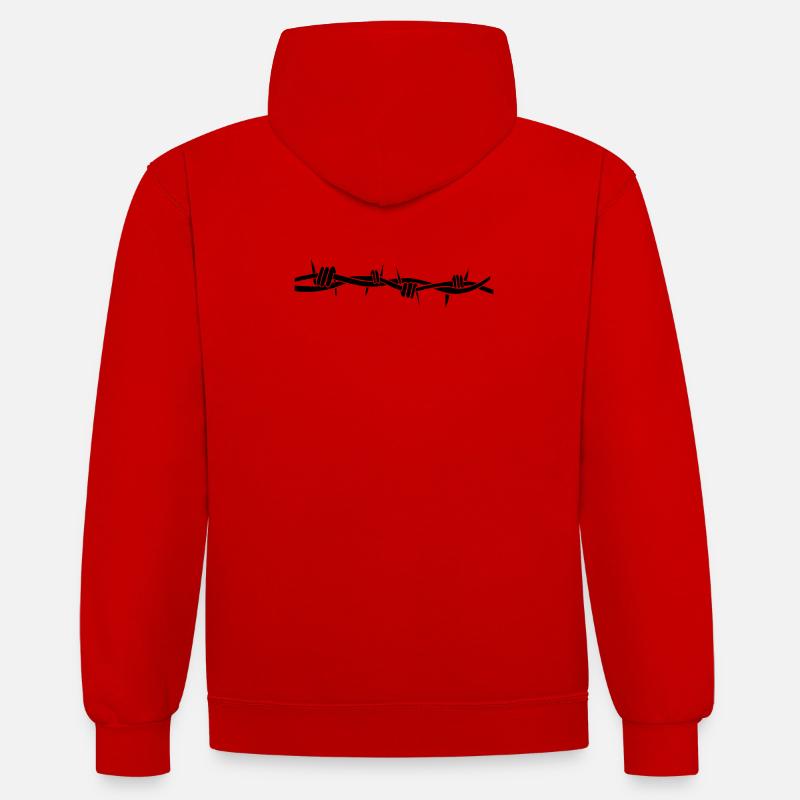 stacheldraht - Sweat à capuche contrasté - rouge/blanc