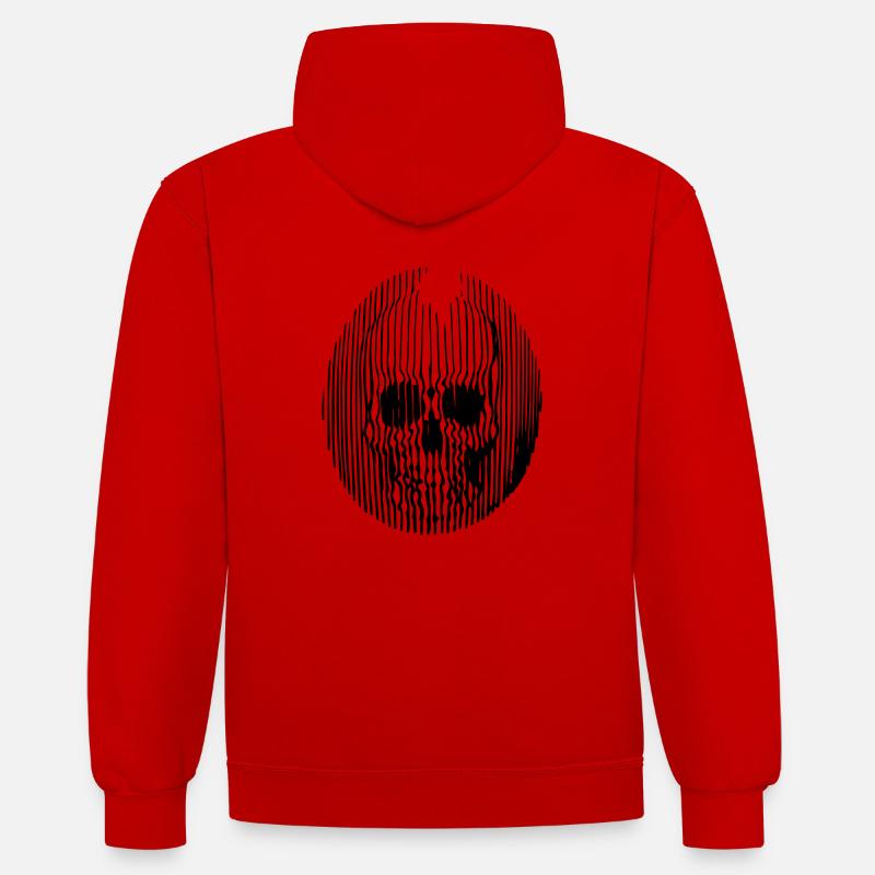 lignes crâne - Sweat à capuche contrasté - rouge/blanc