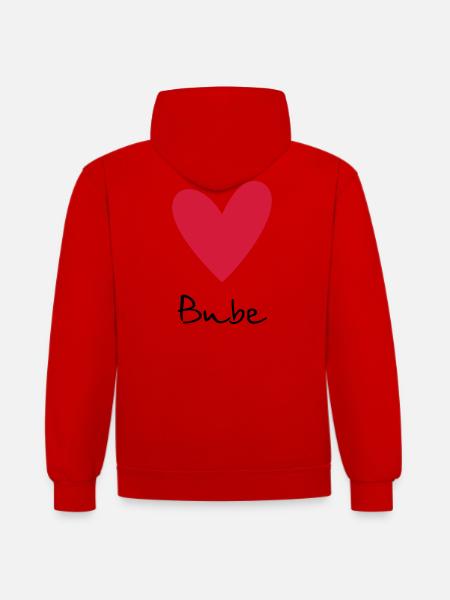 Herz Bube Herzbube Geschenk - Kontrast-Hoodie - Rot/Weiß