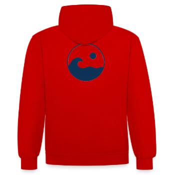 Kreiswellen Sonnenlogo - Kontrast-Hoodie - Rot/Weiß - Hinten - Luana (180cm)