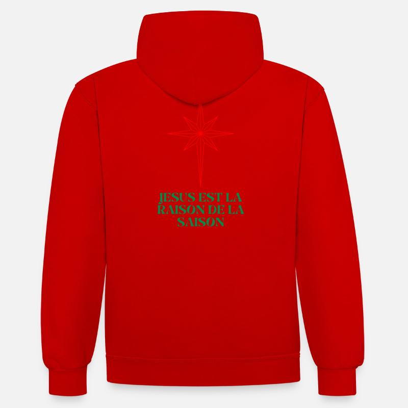 Étoile de Noël avec citation religieuse - Sweat à capuche contrasté - rouge/blanc