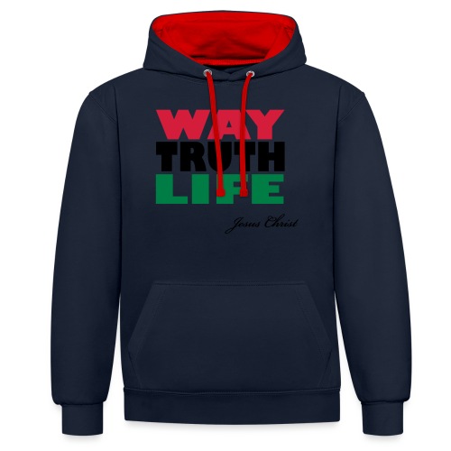 Way - Truth - Life - Jesus Shirt (UK) - Kontrast-Hoodie