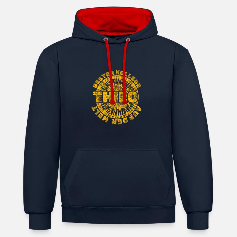 Thilo comme œuvre - Sweat à capuche contrasté - bleu marine/rouge
