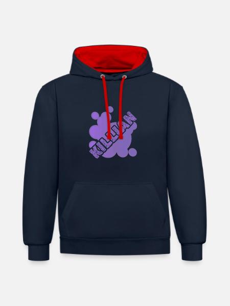 Killian - Sweat à capuche contrasté - bleu marine/rouge