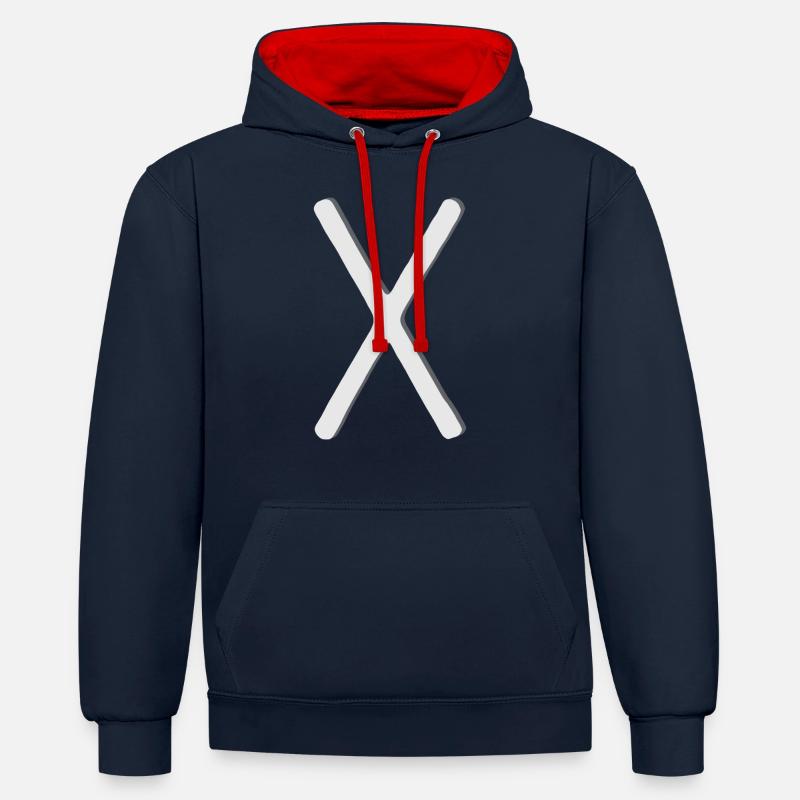 Futhark Alphabet runique Gebo - Sweat à capuche contrasté - bleu marine/rouge