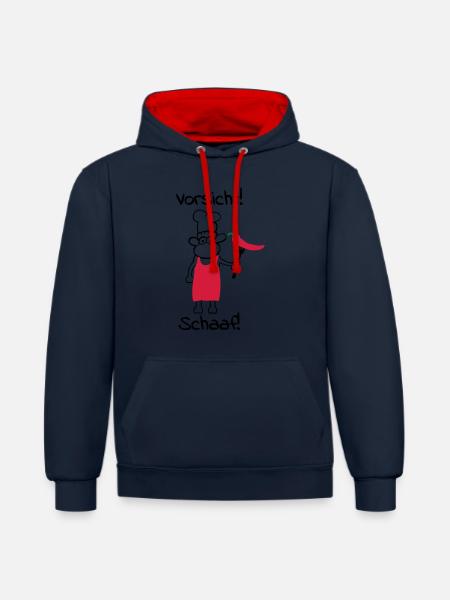 Caution schaaf! - Contrast hoodie - navy/red