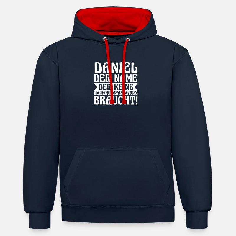 First name Daniel - Contrast hoodie - navy/red