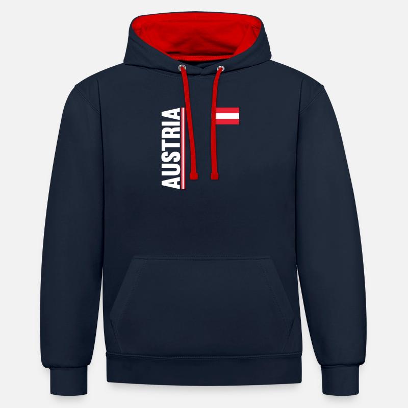 Autrichiens Autriche - Sweat à capuche contrasté - bleu marine/rouge