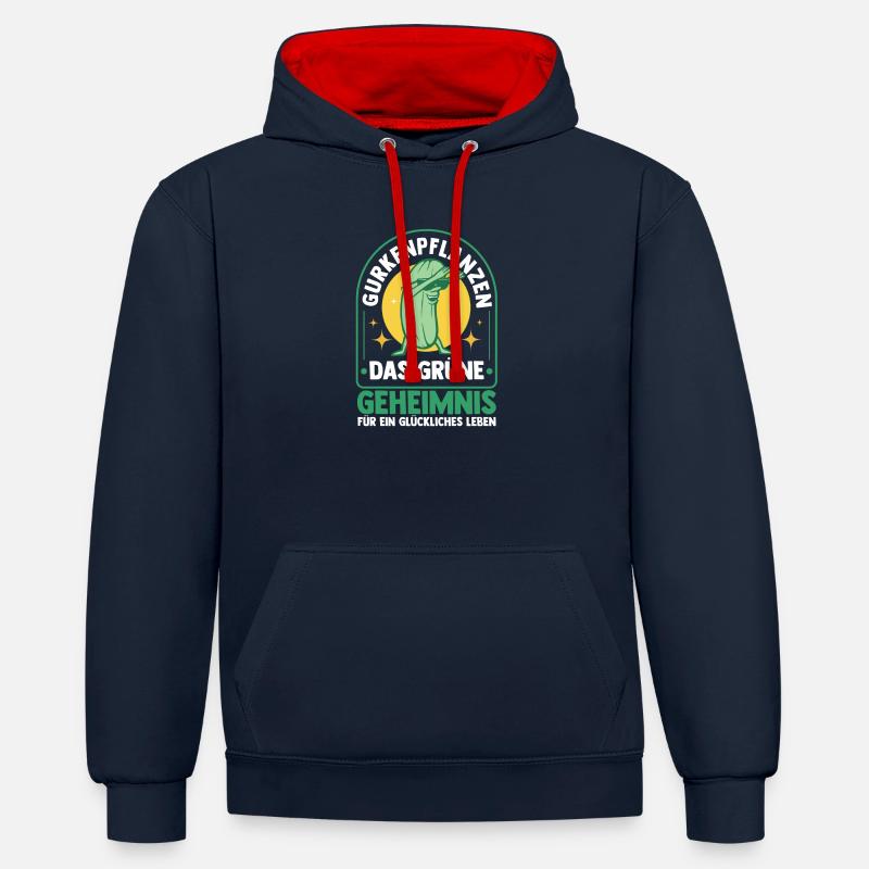 Jardinier Concombre Jardin fermier - Sweat à capuche contrasté - bleu marine/rouge