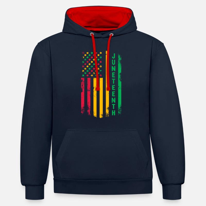 Juneteenth - Sweat à capuche contrasté - bleu marine/rouge