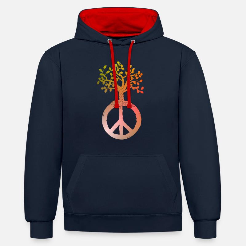 Arbre de la paix Paix - Sweat à capuche contrasté - bleu marine/rouge