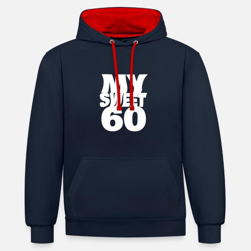 Doux 60 - Sweat à capuche contrasté - bleu marine/rouge