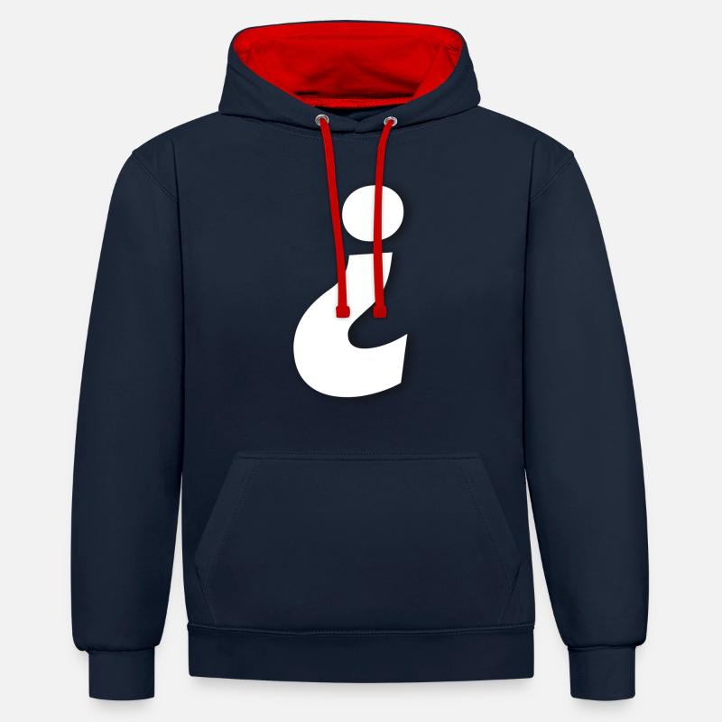 Point d’interrogation dans l’autre sens - Sweat à capuche contrasté - bleu marine/rouge