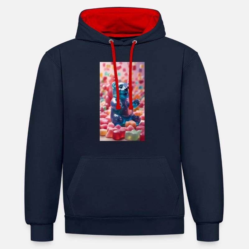 Giant pastel gummy bears - Sweat à capuche contrasté - bleu marine/rouge