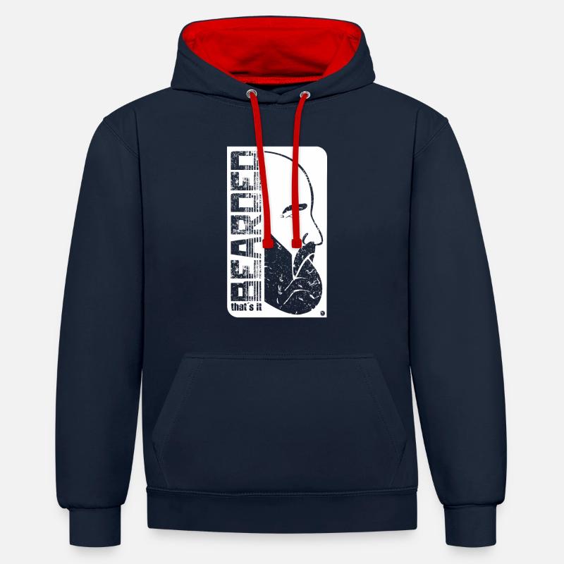Barbu c'est tout - Sweat à capuche contrasté - bleu marine/rouge