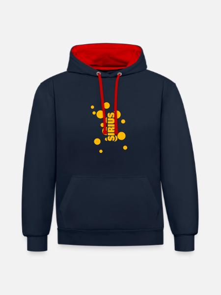 Nom: Sirius - Sweat à capuche contrasté - bleu marine/rouge