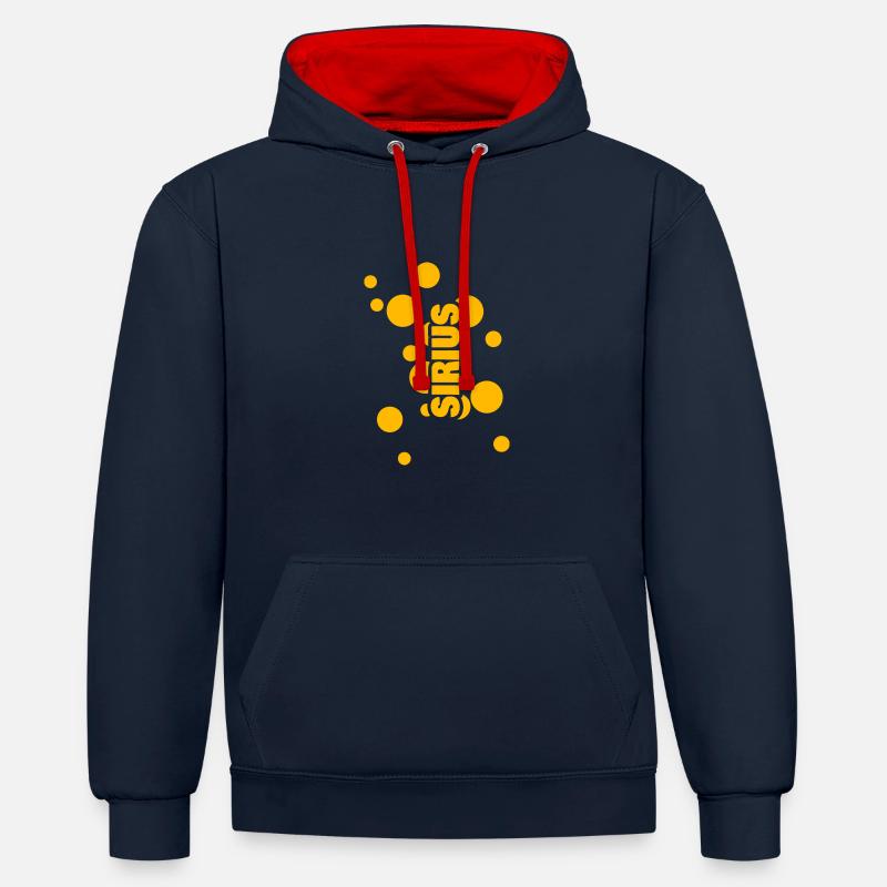 Nom: Sirius - Sweat à capuche contrasté - bleu marine/rouge