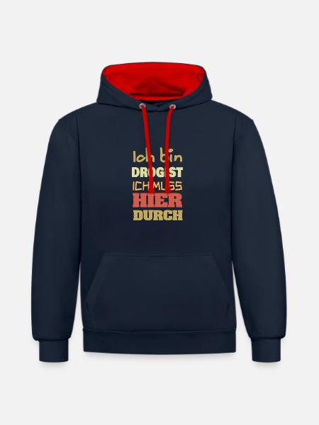 Drogist - Kontrast-Hoodie - Navy/Rot