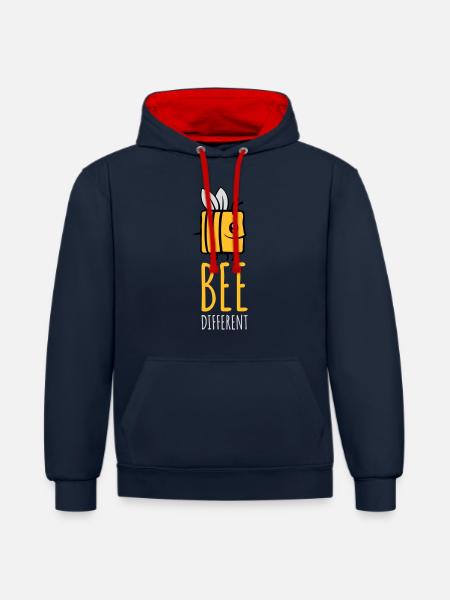 bee different Spruch Quote - Contrast hoodie - navy/red