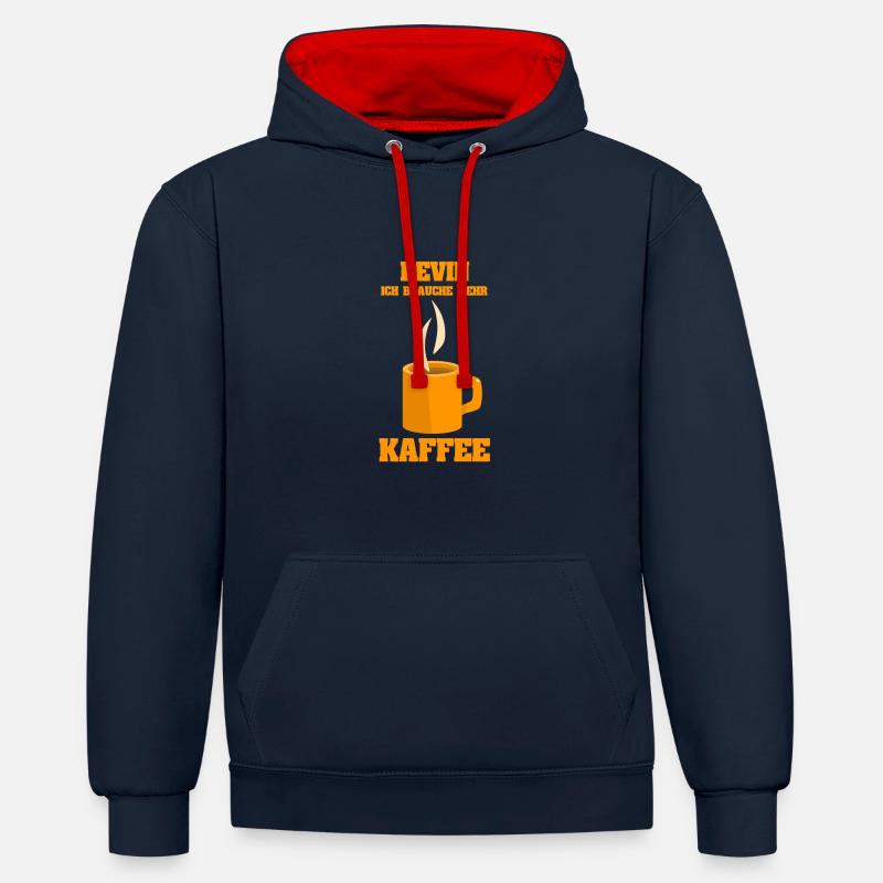 Devin en tant que café - Sweat à capuche contrasté - bleu marine/rouge