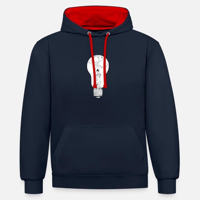 La lampe - Sweat à capuche contrasté - bleu marine/rouge