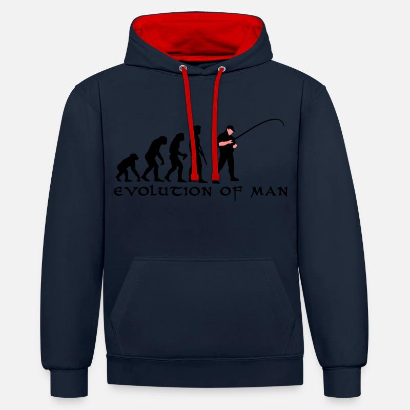 evolution_angler_b_2c - Sweat à capuche contrasté - bleu marine/rouge