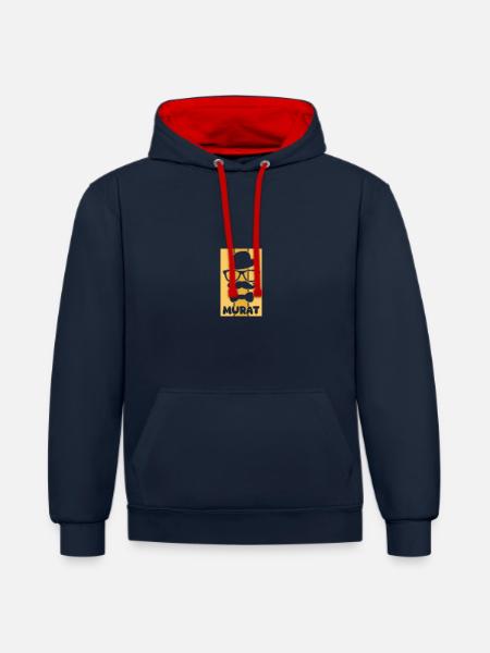 First name Murat - Contrast hoodie - navy/red