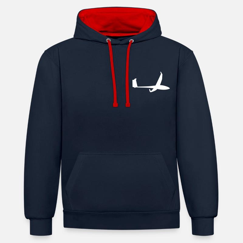 Glider Aerospace Aeroclub commande groupée - Sweat à capuche contrasté - bleu marine/rouge