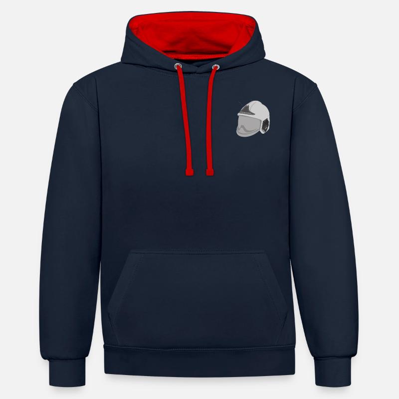 casque de pompier - Sweat à capuche contrasté - bleu marine/rouge
