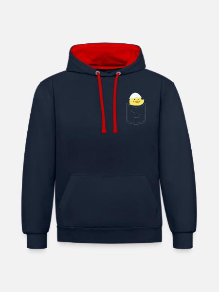 Mignon poche poitrine - Sweat à capuche contrasté - bleu marine/rouge