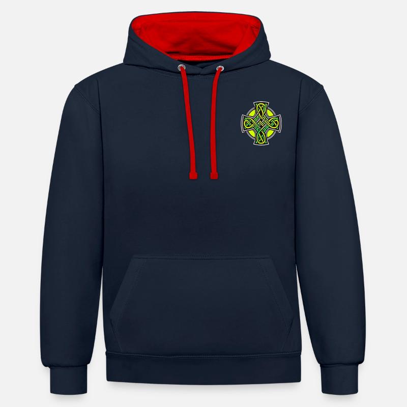 Croix celte - Sweat à capuche contrasté - bleu marine/rouge