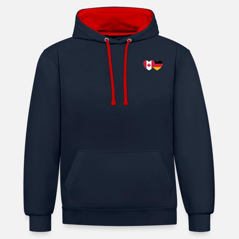 Canada Allemagne Drapeau Coeur - Sweat à capuche contrasté - bleu marine/rouge
