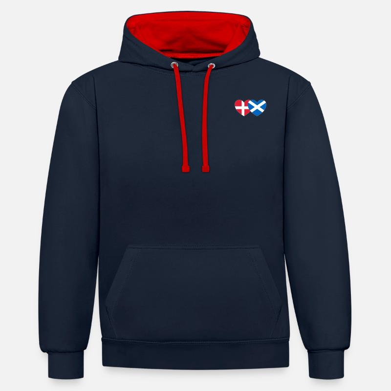 Danemark Écosse Flag Heart - Sweat à capuche contrasté - bleu marine/rouge