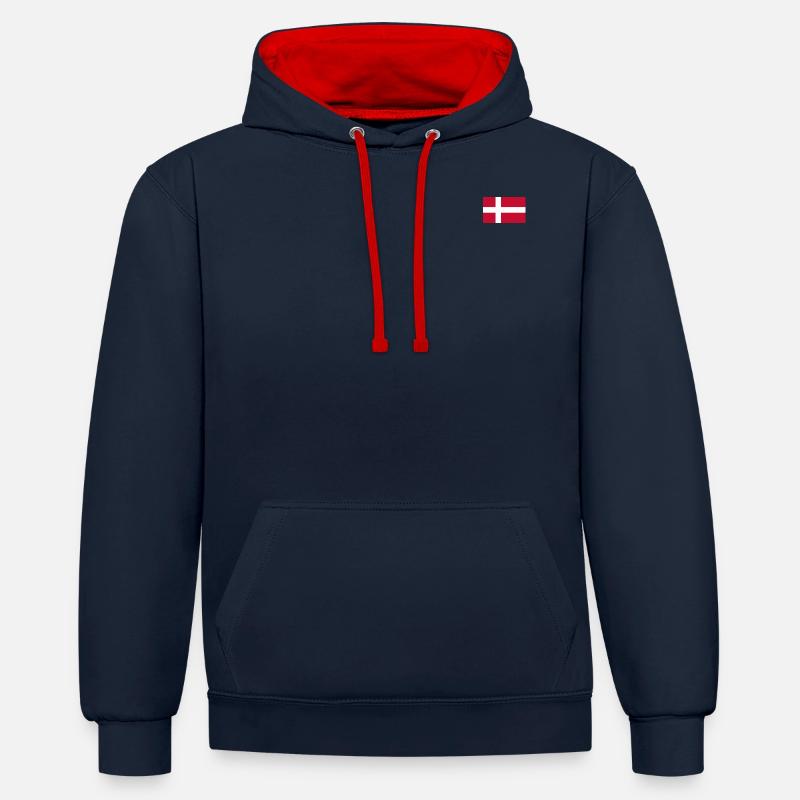Danemark Drapeau - Sweat à capuche contrasté - bleu marine/rouge