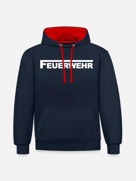 Feuerwehr | by Brandstoff Fashion - Kontrast-Hoodie - Navy/Rot