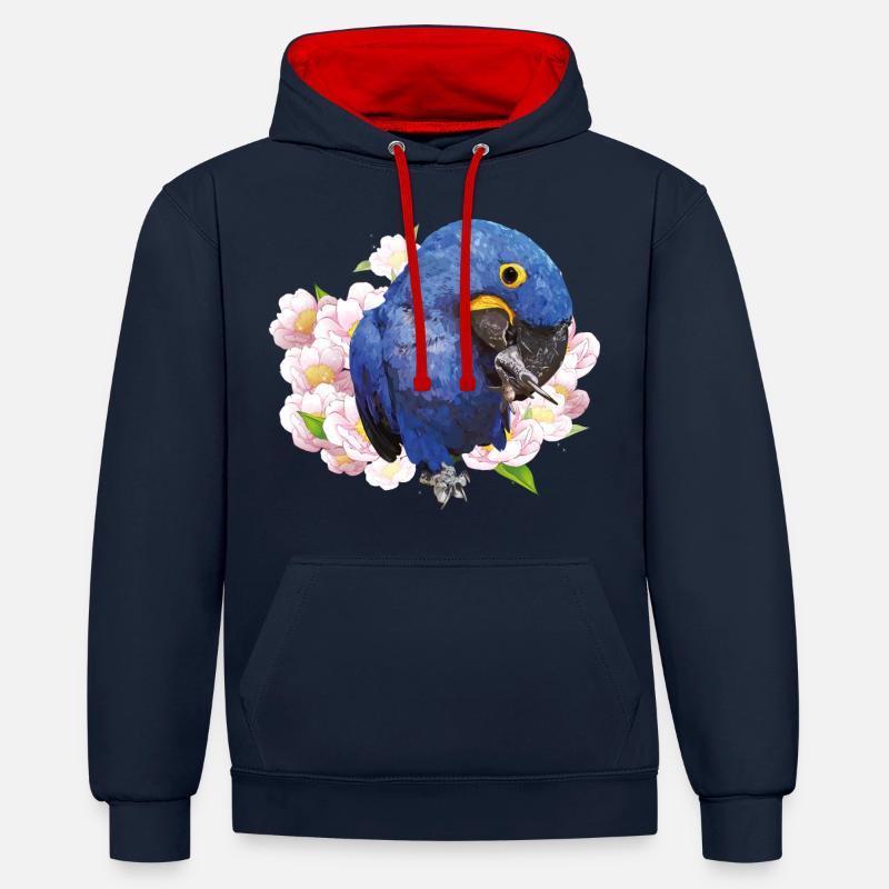 Ara Hyacinth - Sweat à capuche contrasté - bleu marine/rouge