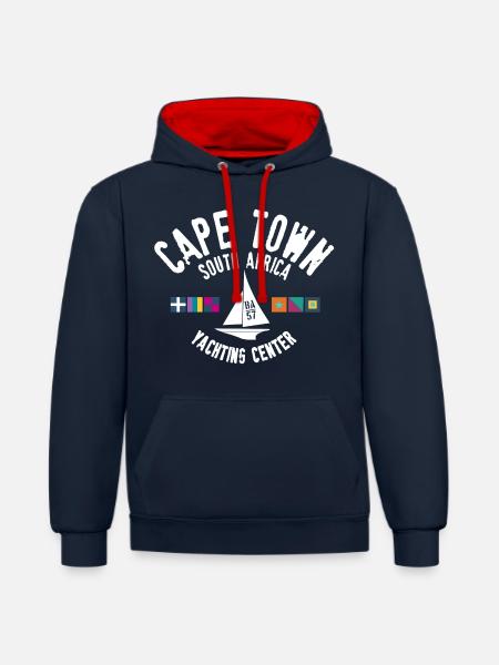 Cape Town yachting center - Contrast hoodie - navy/red