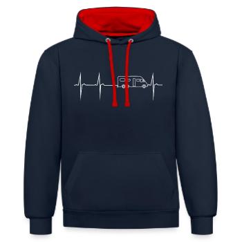 herzschlag luxus wohnmobil - Kontrast-Hoodie - Navy/Rot - Vorne - Anna (173cm) & Nico (186cm)
