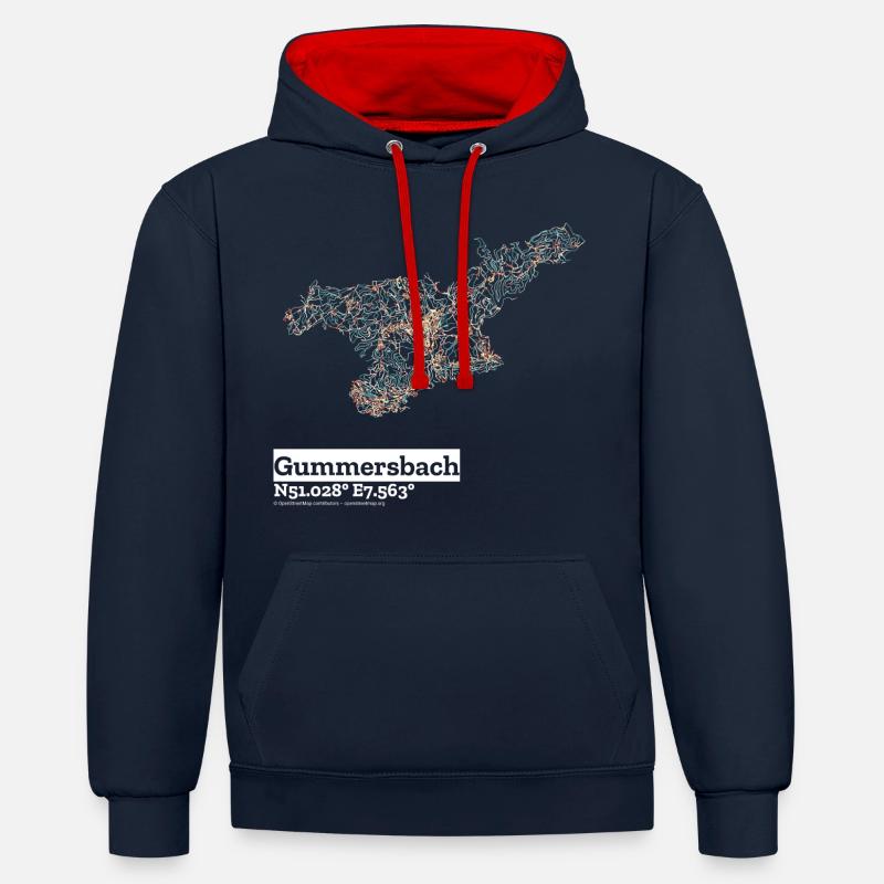Pastels de base Gummersbach - Sweat à capuche contrasté - bleu marine/rouge