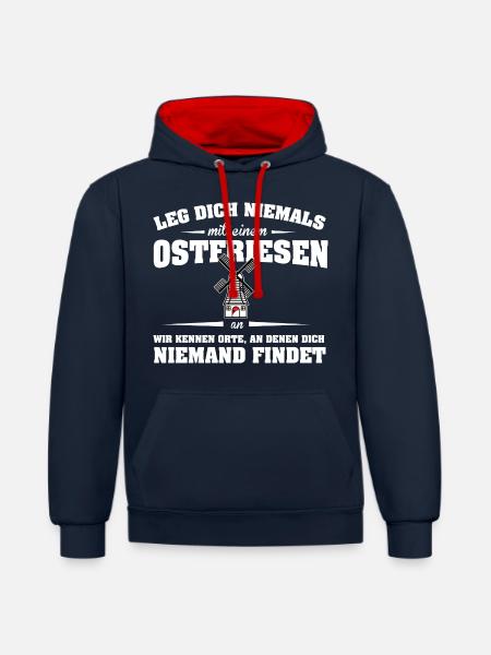 LDN Ostfriesen - Kontrast-Hoodie - Navy/Rot